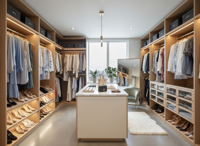 Closet redesigned from a photo with new cabinetry